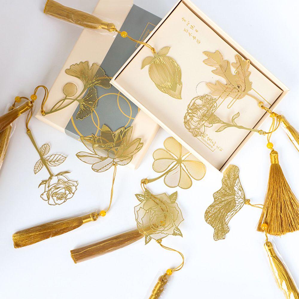 School Stationery Student Gifts Leaf Metal Bookmark Reading Mark Books Accessories Brass Book Clip