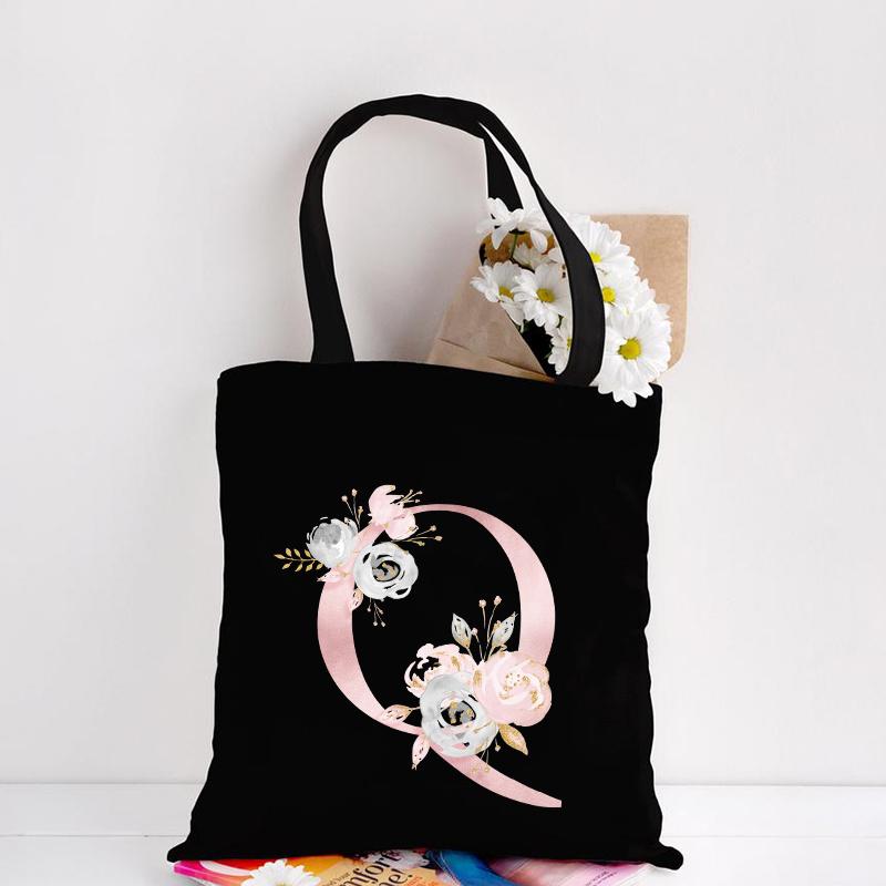 Холщовая большая сумка с цветочным узором с буквами, шопинг, путешествия, женские эко многоразовые сумки через плечо