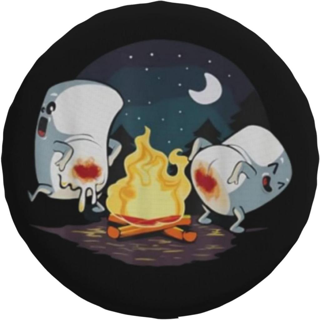 1pc Spare Tire Cover with Marshmallow Campfire Pattern Weatherproof Fit for SUV, Truck, RV, and Trailer Wheels Durable