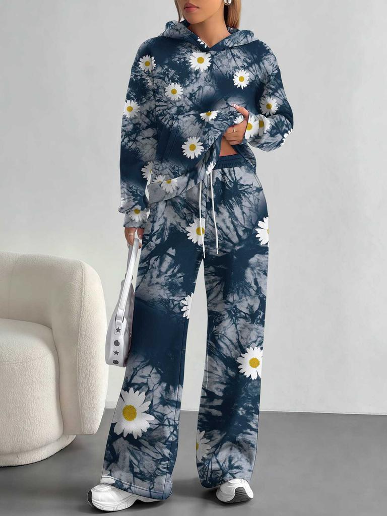 Smudging European And American Autumn And Winter Casual Long-Sleeved Suit Women'S Hooded Sweater Trousers Two-Piece Set