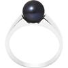 PERLINEA - Кольцо из натурального круглого пресноводного культивированного жемчуга 7-8 мм - Цвет Черный Таити - Стерлинговое серебро 925 пробы - Женские украшения