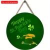 2D плоский 20*20см1шт С Днем Святого Патрика Трехлистный клевер и узоры в виде шляпы зеленая тема круглая дверь Подвеска, День Святого Патрика подвесная деревянная Подходит