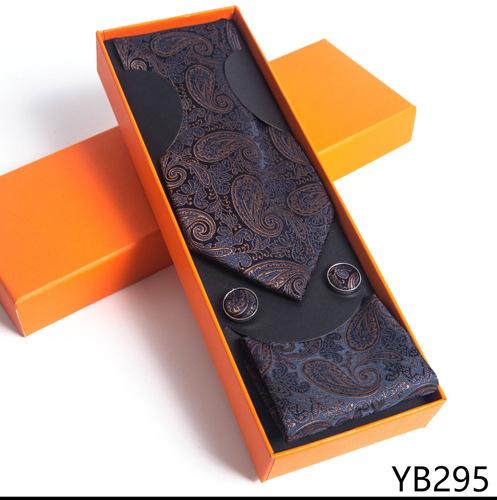 Мужской галстук с квадратной манжетой, подарочный набор в деловой повседневной оранжевой подарочной коробке