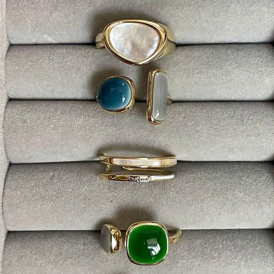 Кольцо на палец, регулируемое ювелирное изделие, изысканное анти-выцветание, геометрическое кольцо в японском стиле