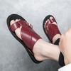 Fashion Summer Sandals High Quality Leather Men Bare Toe Slippers Men Shoes Slip On Casual Shoes Outdoor Mens Slides Comfy Beach Sandals