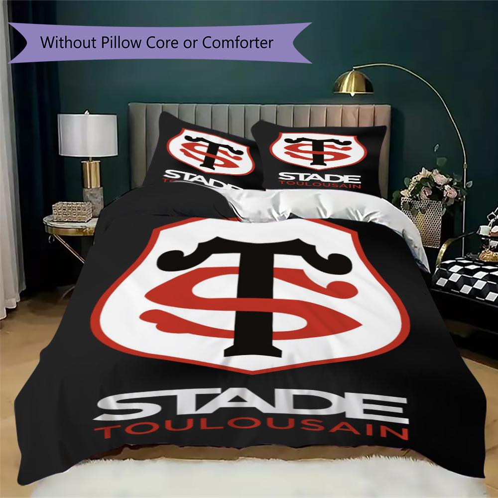 Stade Toulousain Pattern Bedding uilt Set uilt Cover Pillowcase Home Decoration Birthday Gift (1 * duvet cover + 2 * pillowcase without core)178
