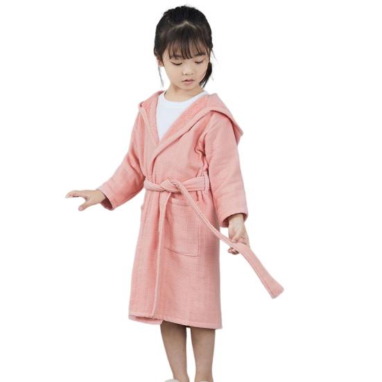 Yousheng Детский халат с капюшоном и поясом с карманом, плотный, мягкий, впитывающий воду, быстросохнущий, однотонный, для мальчиков и девочек, халат для малышей, пижамы, одежда для сна