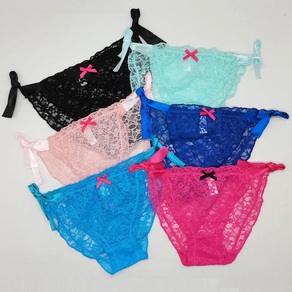 Woman Underwear Sexy Lace Panties Briefs Breathable Transparent Underpants Female Knickers 6 Pcs/set