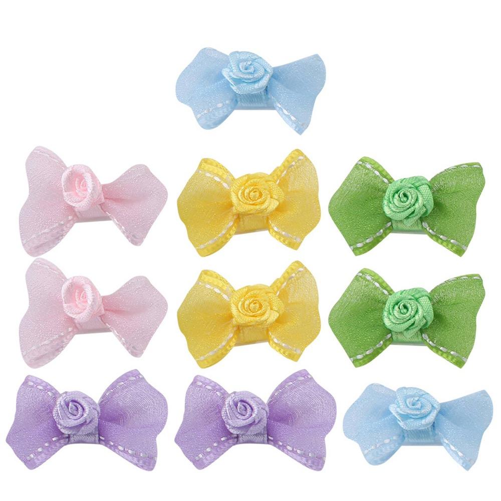 10Pcs Lightweight Pet Bow Clip Organza Bow Pet Head Flower Pet Bow Hairpin Daily Pet Wear