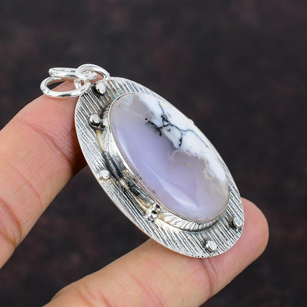 Dendrite Opal Pendant Natural Gemstone Pendant 925 Sterling Silver Pendant Handmade Dendrite Opal Jewelry Gift For Him Unique Style Pendant