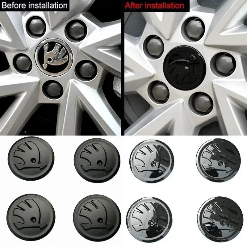 DYZ5 55MM ABS Колпачки Центральных Ступиц Колесных Дисков Автомобиля Эмблема для Skoda Fabia Rapid Octavia Laura Superb 2 3 VRS Yeti Karoq Kodiaq Аксессуары