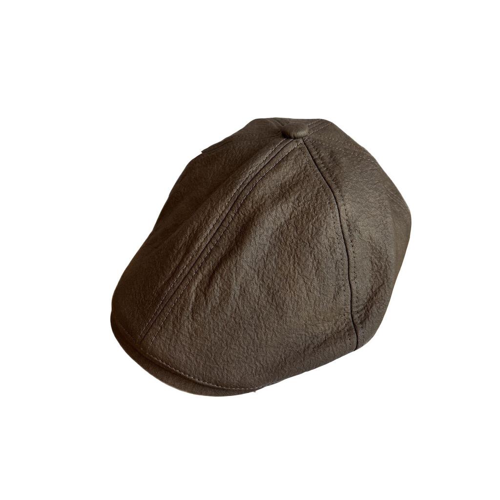 Color Fashion Solid Retro Leather Cap Women Autumn Spring Sunlight Protection