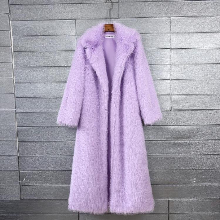 Winter Women Casual Faux Fur Coat Long Jacket Trendy Cardigan Solid Color High End Fashion
