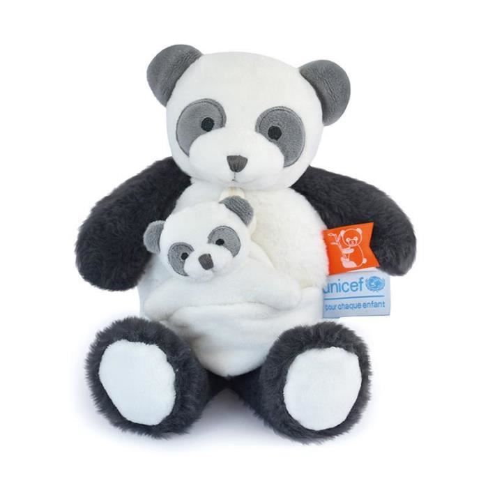 Peluche - doudou &amp; compagnie - panda &amp; bébé - blanc - 25/34 cm