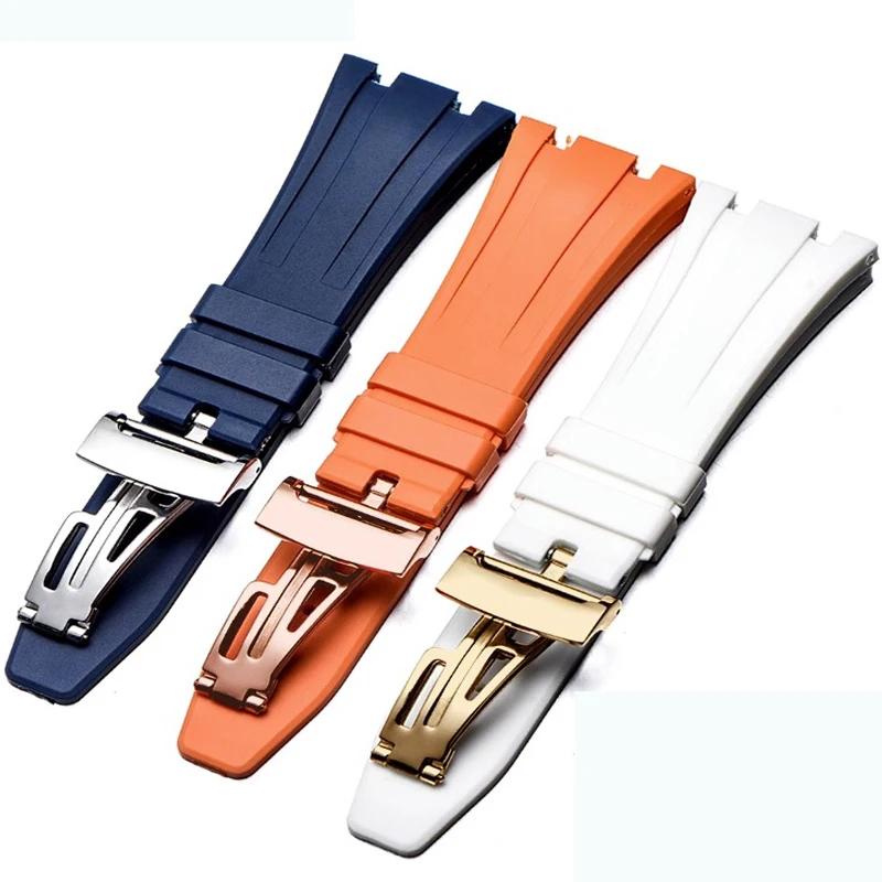 Silicone Watch Band for AP Aibi 15400 Royal Oak Series Waterproof Rubber Watch Straps Men Bracelet Accessories 26mm 27mm 28mm