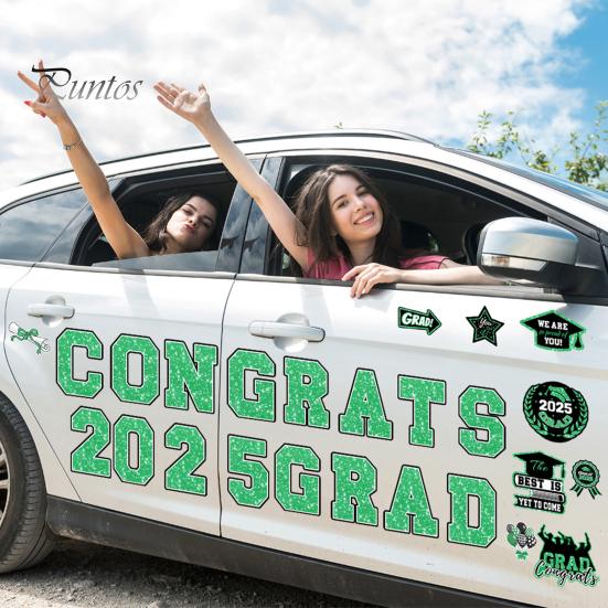 Магниты на автомобиль с надписью «Выпускной 2025» Поздравляем выпускников Магнитные наклейки Тематические магниты для декора гаражных ворот Холодильник