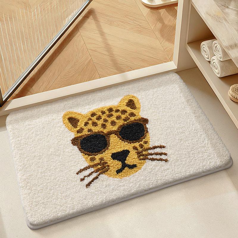 Absorbent Bathroom Rug Non Slip Quick Drying Flannel Floor Mat Anti-Skid Bath Carpet for Home Toilet Bathtub Shower Accessories