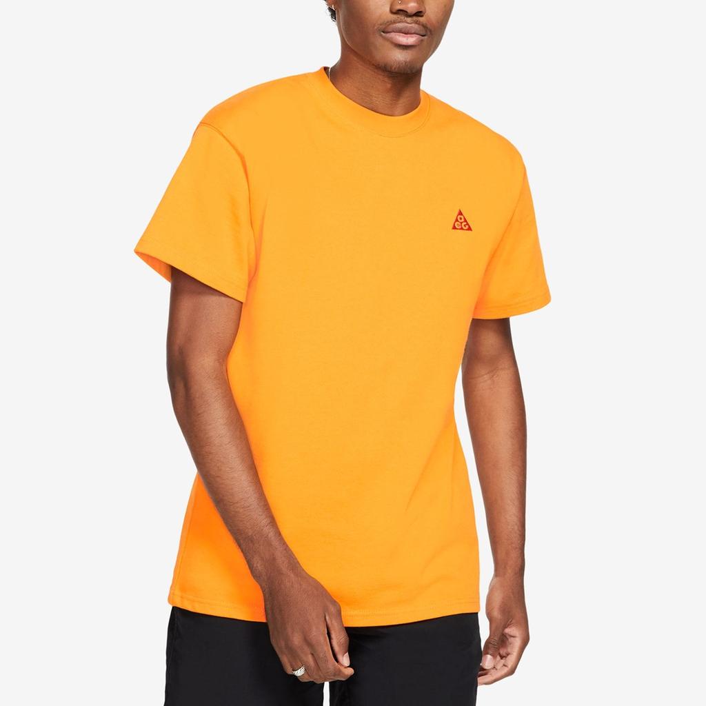 Nike Однотонная повседневная футболка с логотипом, мужские топы, оранжевая, DC4081-804