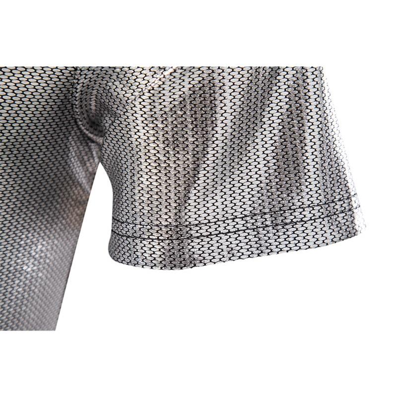 Летняя мужская рубашка поло с коротким рукавом, блестящие футболки с металлическим отворотом в уличном стиле, мужские золотые сценические костюмы для диско-вечеринок, ночных клубов