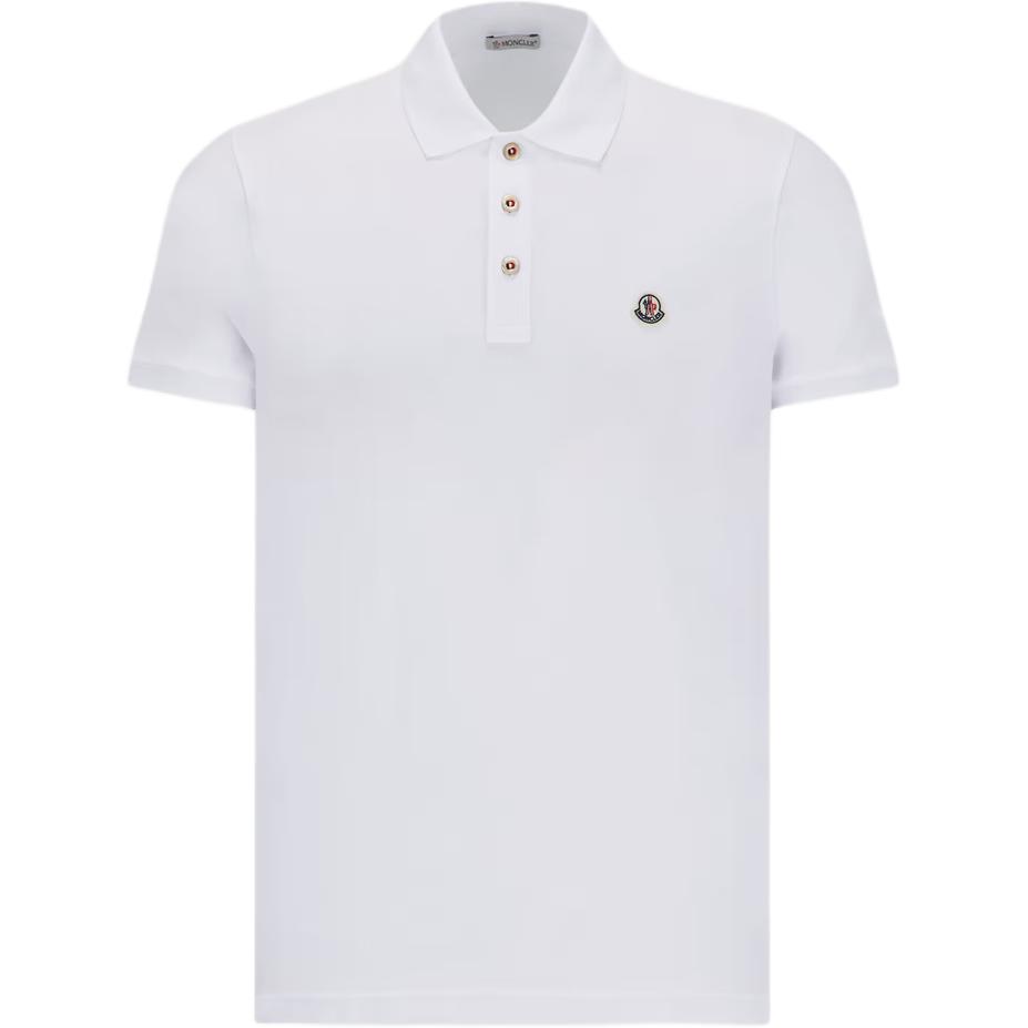 Moncler SS25 Logo Patch Short Sleeve Polo Shirt Men tops Optical-White K1-091-8A00030-84556-001