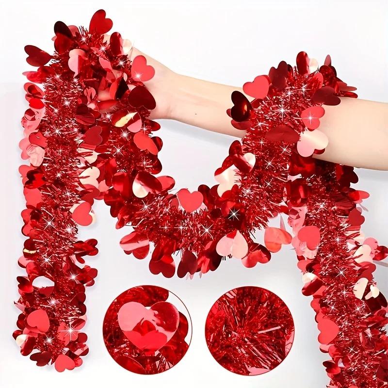 Latests Models Large Red Heart Garland with Plastic Love Hearts - Valentine's Wedding Arch, Door &Balcony Decoration Suitable