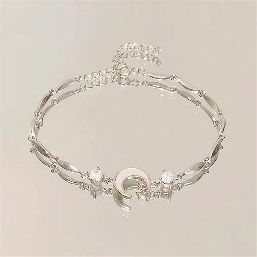 Crushed Ice Star Moon Adjustable Chain Bracelet Lightweight Alloy Wristband For Sensitive Skin Elegant Jewelry Gift