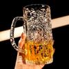 Большая емкость Ремесленное стекло Кружка для пива из-под крана Ледяная кружка Узор 'Кора' Домашняя Поясная кружка для напитков Утолщенная кружка для воды