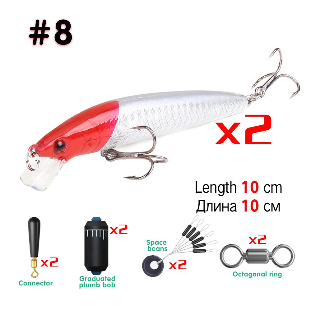 2 шт./компл., 3D имитация приманки Mino, плавающий звуковой шарик, имитация приманки Luya, набор снастей для рыбалки на открытом воздухе, 10 см/9 г