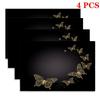 4/6pcs Rectangular Placemats - 18X12 Inches Golden Lace Butterfly Decor Stickers Dreamy Starry Sky Background 2D Element Pattern Design Easy-To-Clean