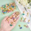 PH PandaHall 60Pcs Glass Butterfly Dangle Charms Crochet Stitch Marker 6 Colors Crystal Glass Charms Pendants With Lobster Claw Clasps For Necklace