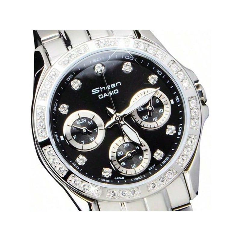 Casio Часы серии SHEEN SHN-3013D-1ADF с безелем из нержавеющей стали, инкрустированным бриллиантами