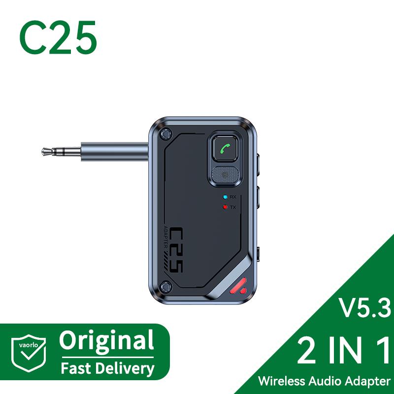Автомобильный аудио передатчик приемник Bluetooth 5.3 беспроводной адаптер 3.5MM AUX HIFI музыка с микрофоном для автомобиля самолета ТВ ПК наушники