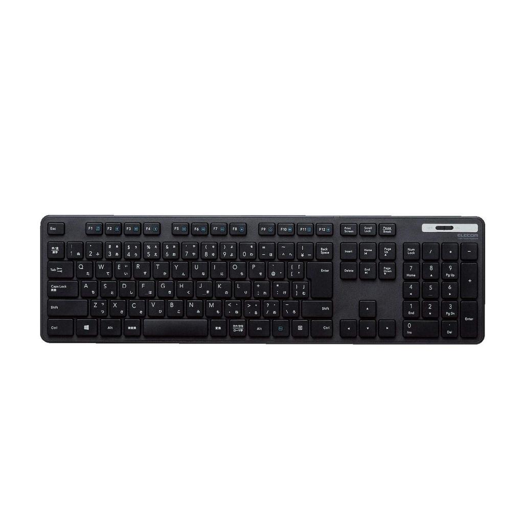 ELECOM USB Wireless Keyboard (Receiver Included), Thin Membrane, Full Keyboard, Black, TK-FDM110TXBK