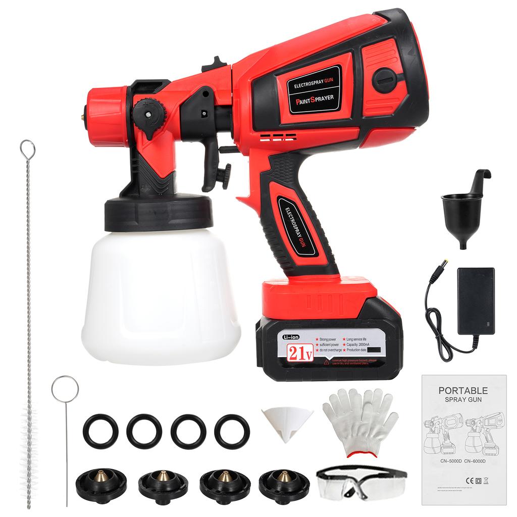 Paint Sprayer, 650W HVLP Electric Spray Paint   1400ml Container with 6 Copper Nozzles 3 Spraying Effects for Indoor and Outdoor Furniture, Fences, 