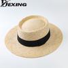 Women's Raffia Straw Hat Pure Handmade Straw Hat Travel Vacation Men Sun Hat Black Elegant Fedora Hat