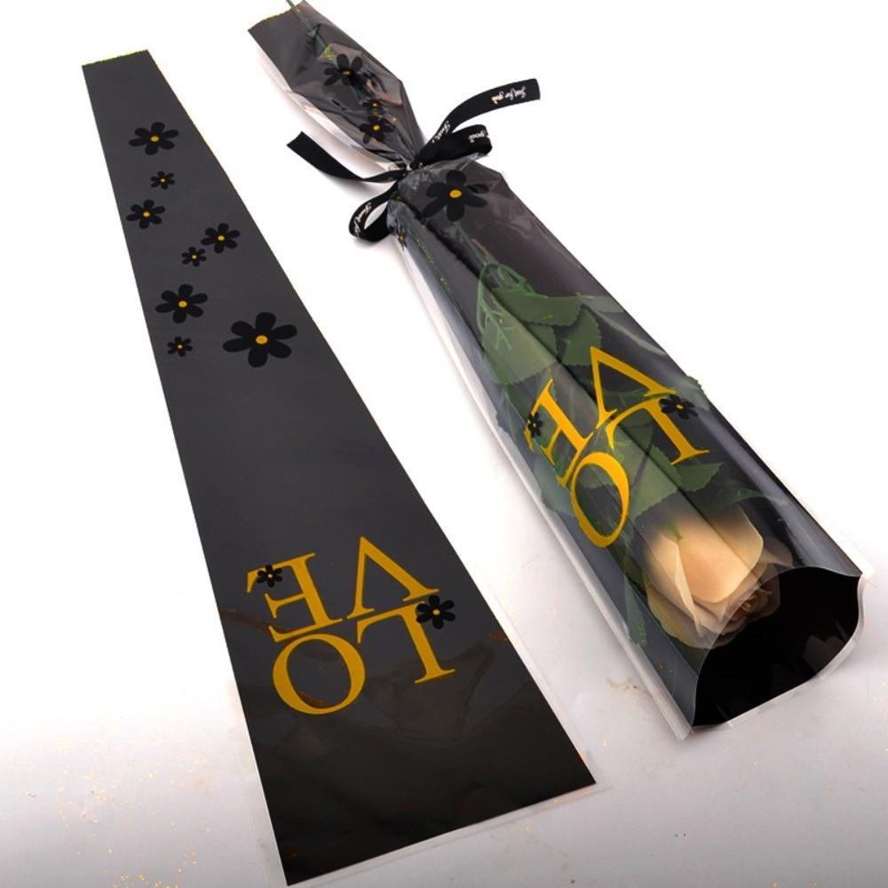 50Pcs Single Flower Flower Wrapping Bag Love Single Rose Sleeves New Bouquet Wrapper Party Supplies