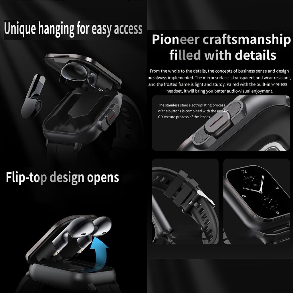2,01-дюймовые HD-умные часы с беспроводными наушниками TWS 5.3, спортивным и фитнес-трекером, оповещениями о погоде, календарем, дыхательными упражнениями — для iPhone и Android