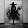 Black Witch Abstract Ink Canvas Painting Vintage Woman Wall Art Aesthetic Poster and Prints for Living Room Home Decoration Pictures