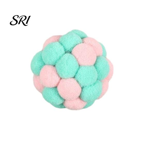 Plush Cat Toy Ball with Built-in Bell Soft Macaron Balls Fun Plaything Bite-Resistant Chew Toys for Indoor Cats and Kittens Noise Making