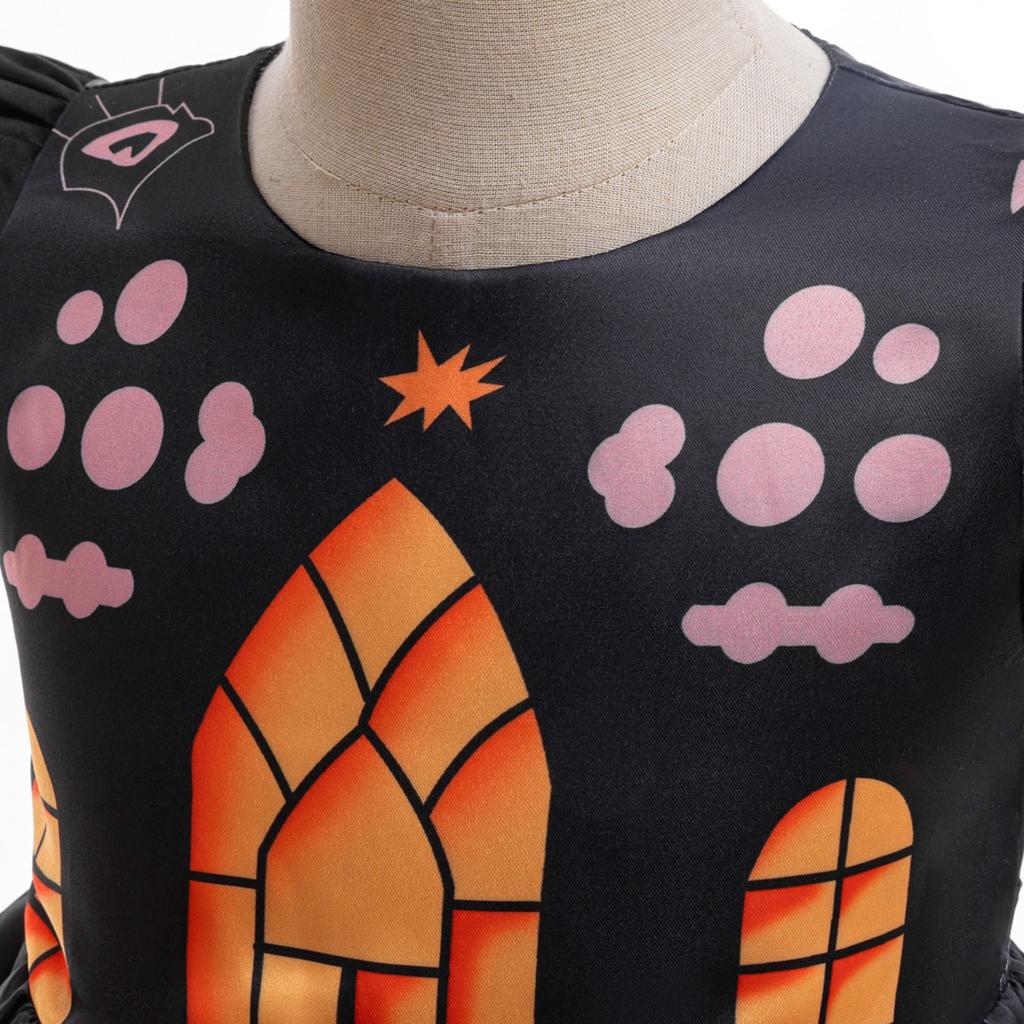 Halloween Girls Dress Printed Dress Witch Role Play Cosplay Costume Masquerade Costume