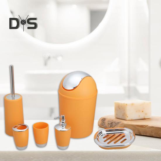 6 шт./компл. набор для ванной комнаты, флакончик для лосьона, стаканчик для ополаскивателя для полости рта, стаканчик для зубной щетки, мыльница, туалетная щетка, мусорное ведро, набор туалетных принадлежностей, органайзер