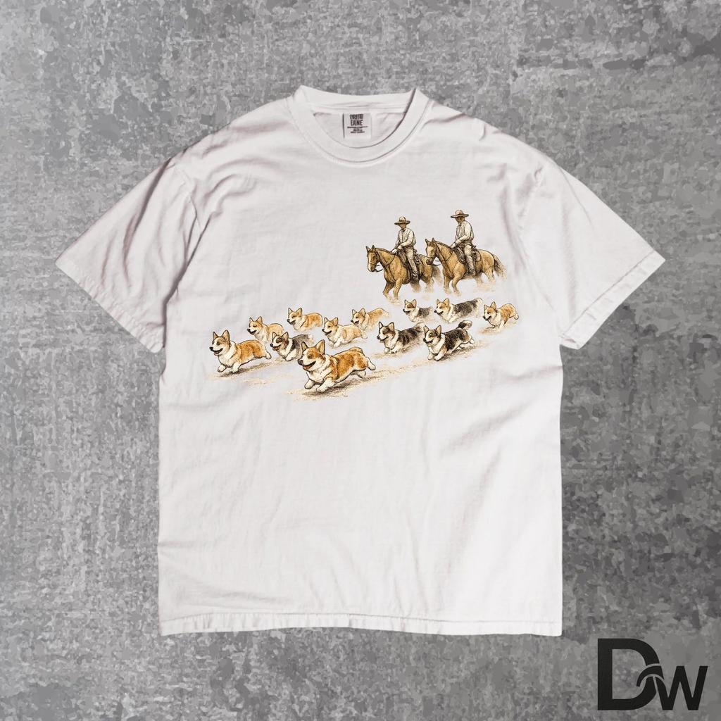 Western Corgi Shirt, Funny Cowboy Dog T Shirt, Cute Corgi Graphic Tee, Retro Western Animal Shirt, Dog Lover Gift, Country Style Tee