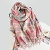 Ретро новый клетчатый шарф женский осенне-зимний универсальный теплый утолщенный шаль-шарф из имитации кашемира двойного назначения