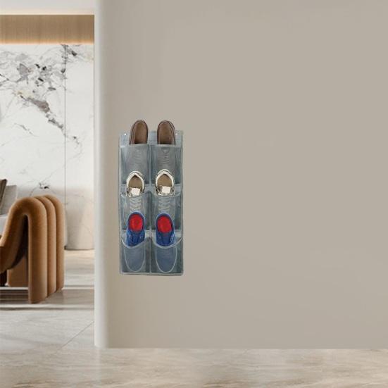 Shoe Rack Thickened Elastic Borders High Bearing Capacity Folded 6 Pockets Storage Space-saving Door Hanging Shoe Rack Bedroom Supply