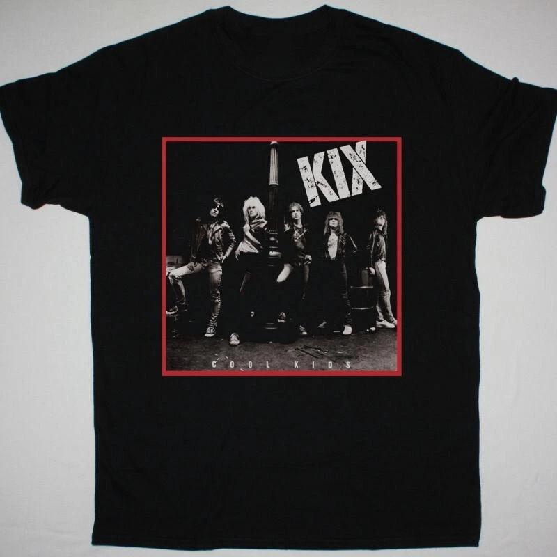 Men's and Women's T-shirts Vtg KIX Band COOL KIDS Heavy Cotton Black All Size