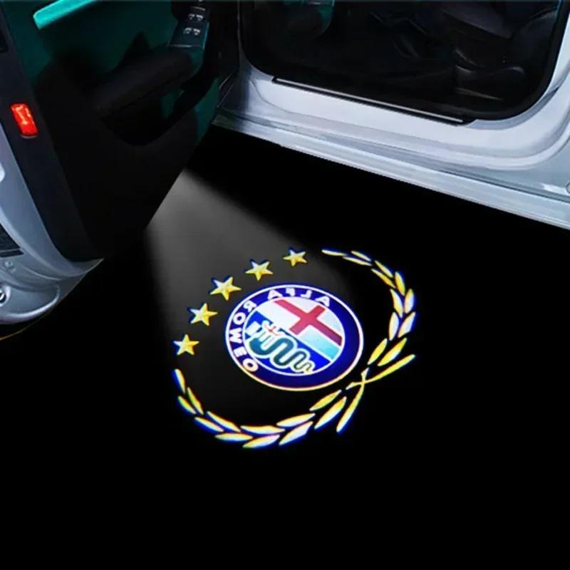 Car Sticker For Alfa Romeo 159 147 2Pcs Car Door Welcome LED Lights Logo Laser Decor Project Ghost Lamp For Alfa Romeo Sportiva abc012