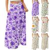 Women's Casual Leisure Foldable Floral Print High Waist With Pocket Draped Relaxed Long Maxi Skirt