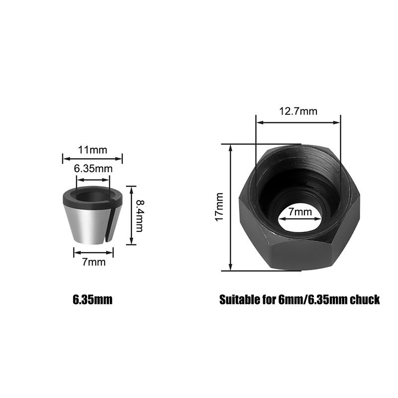 1 комплект деталей электрического фрезерного станка 6 мм 6,35 мм 8 мм цанговый патрон гравировальный обрезной станок с адаптером для фрезерной фрезы