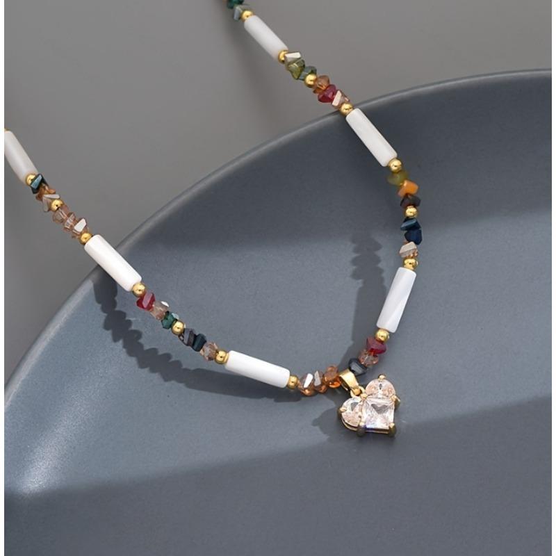Бохо Элегантное Необычное Ожерелье-цепочка из искусственного жемчуга с подвеской в виде сердца, чокер для девочек, украшение для отпуска, вечеринки, подарок
