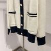 Autumn Winter French Color Block Wool Cardigan - Loose, Casual, Fragrant Lapel Knit Sweater
